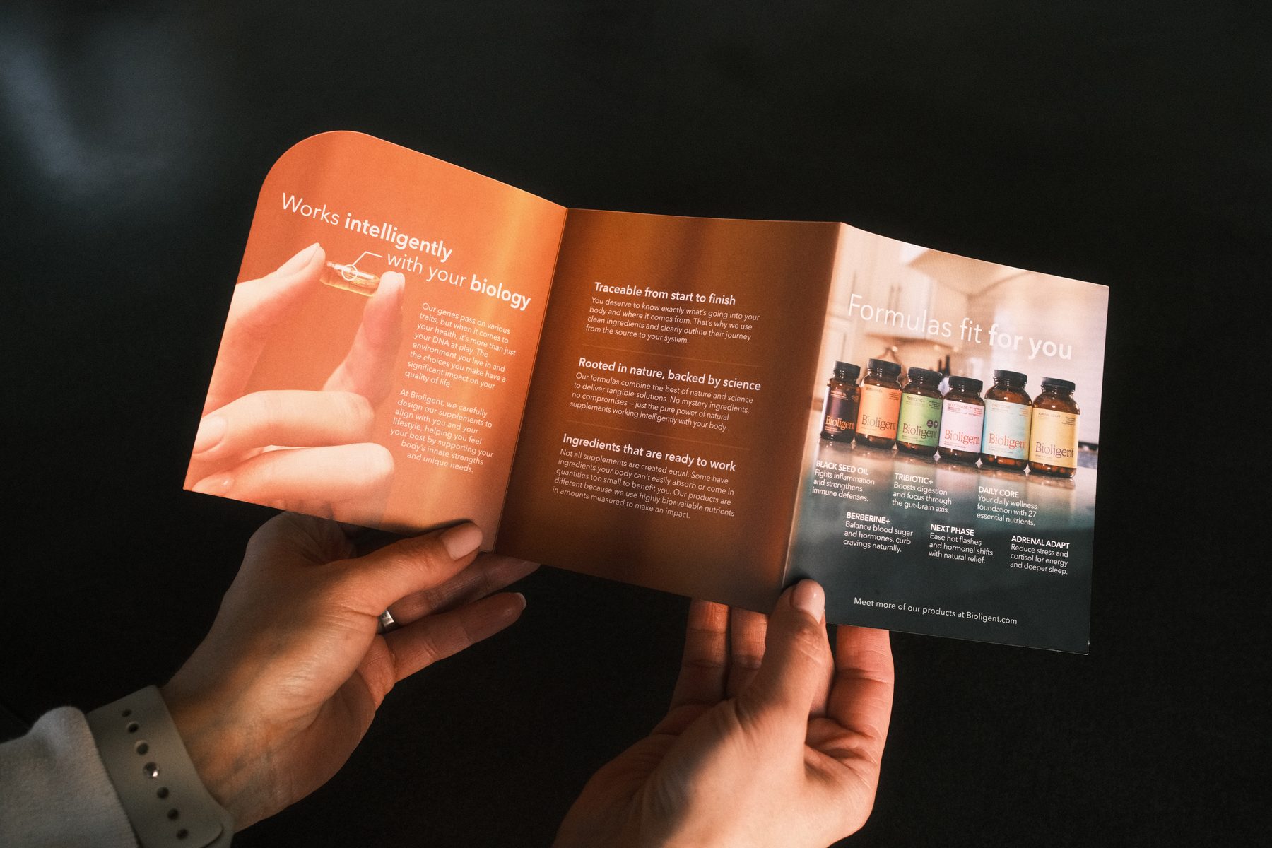 Bioligent mailer inside spread with product lineup